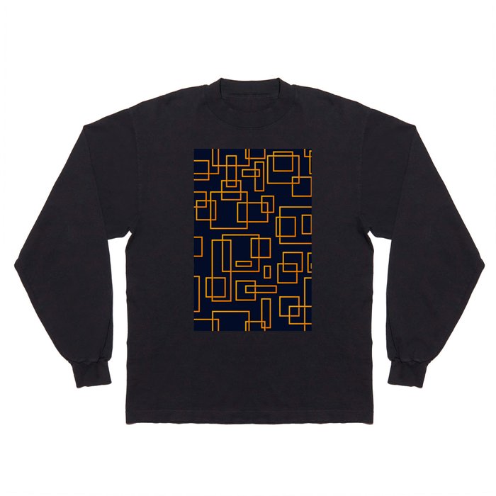 Orange Color Geometric Pattern Long Sleeve T Shirt