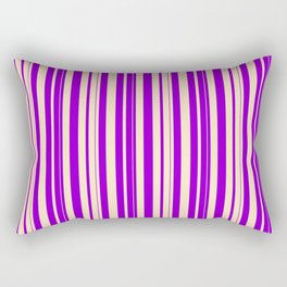 [ Thumbnail: Bisque and Dark Violet Colored Lined/Striped Pattern Rectangular Pillow ]
