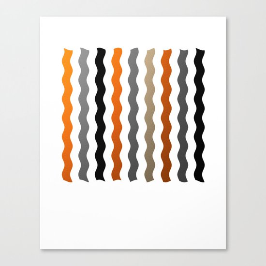 Vertical Waves - Metallic Gold, Silver and Black Vertical Wavy Stripes Canvas Print
