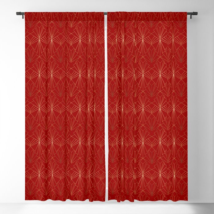 Crimson Red Art Deco Blackout Curtain