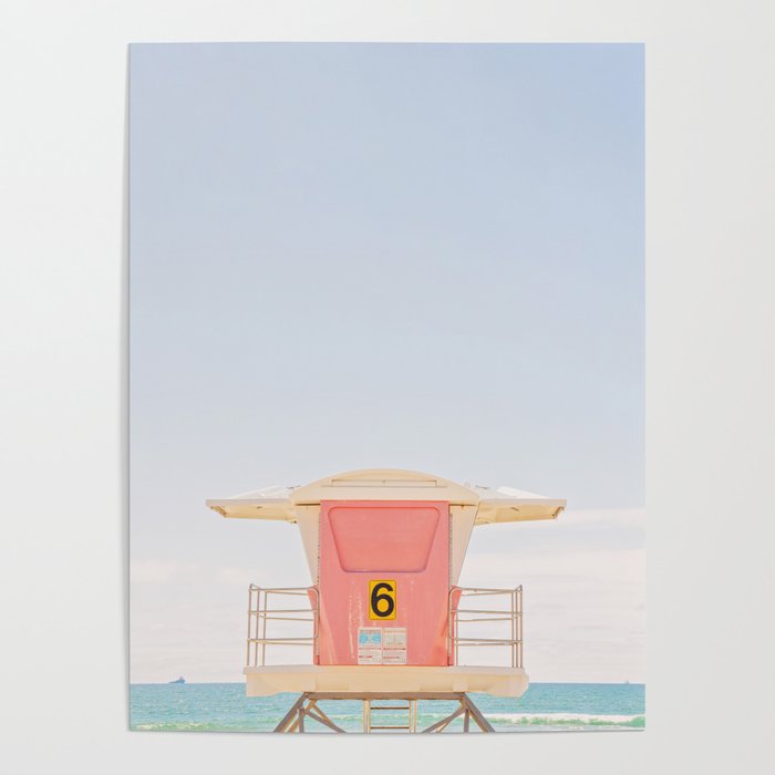Beach Photography | Pink Lifeguard Tower. No. 6 | California  Poster