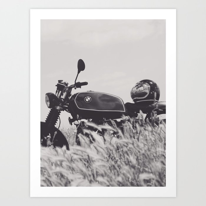 Scrambler photography, motorcycle lovers, motorbike, café racer, cafe racer, man cave gift Art Print