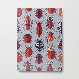 These don't bug me // light grey background neon red and black and ivory retro paper cut beetles and insects Metal Print | Insecta, Dots, Graphicdesign, Insects, Ladybugs, Retro, Insectophobia, Scarabs, Beetle, Halloween 