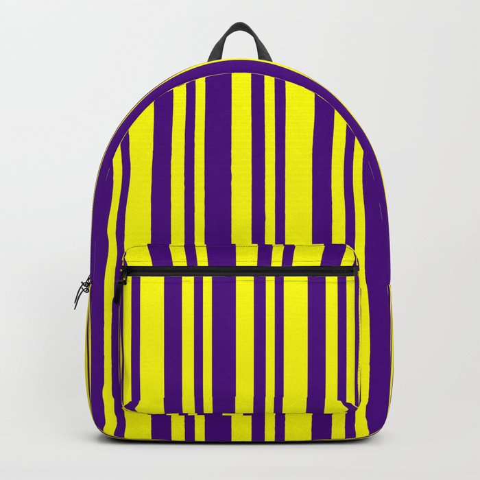 Indigo and Yellow Colored Lines/Stripes Pattern Backpack