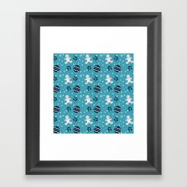 Christmas Pattern Turquoise Gingerbread Bauble Framed Art Print