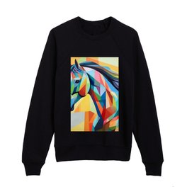 Portrait of a Multicolored Horse - Captivating Beauty Kids Crewneck