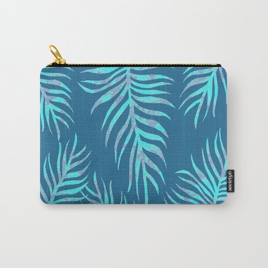 Fern Pattern On Blue Background Carry-All Pouch