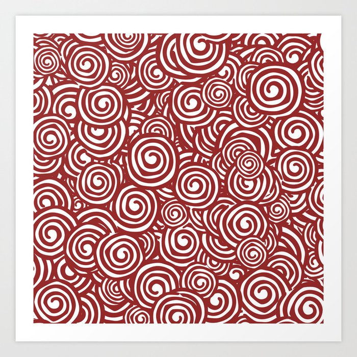 Deep red spirals pattern Art Print