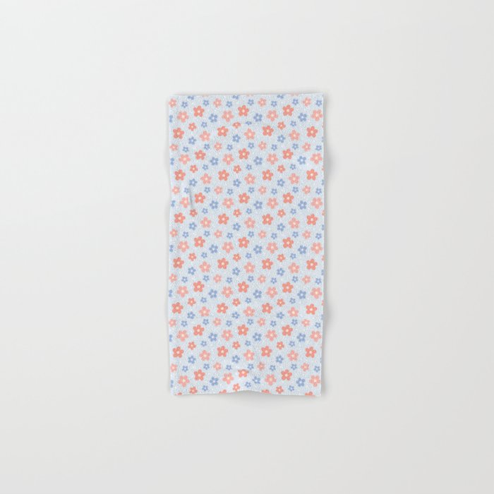 Blue Pink Flower Pattern Hand & Bath Towel