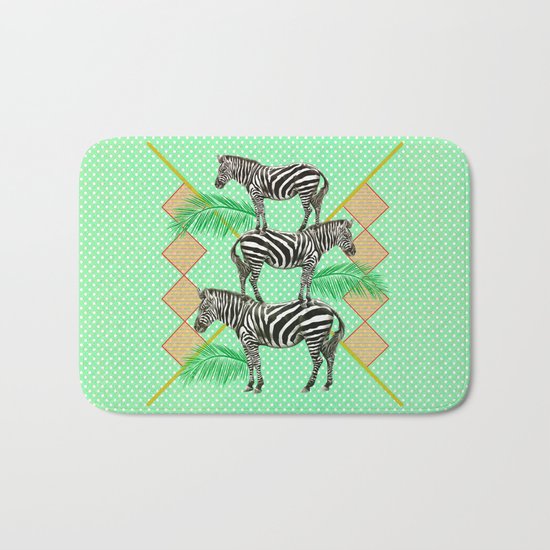 zebras in the jungle Bath Mat