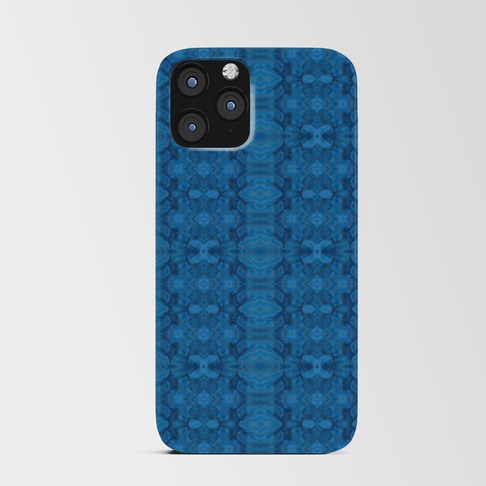  abstract pattern with gouache brush strokes in blue and gray colors iPhone Card Case