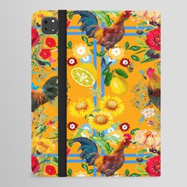 Rooster,farm,birds ,citrus,lemons,folklore pattern  iPad Folio Case