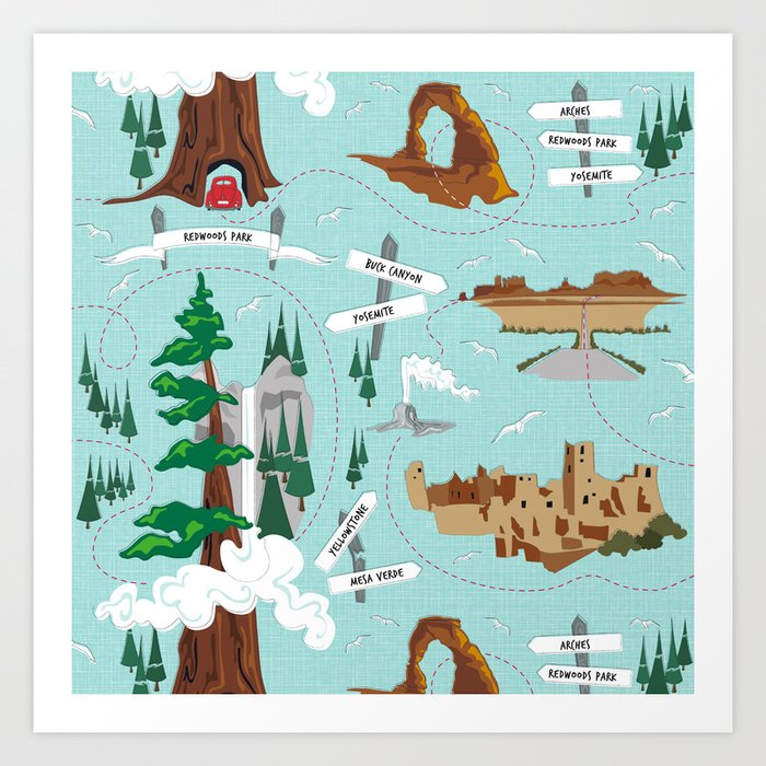 National Parks Art Print By Juliesthingummies Society6