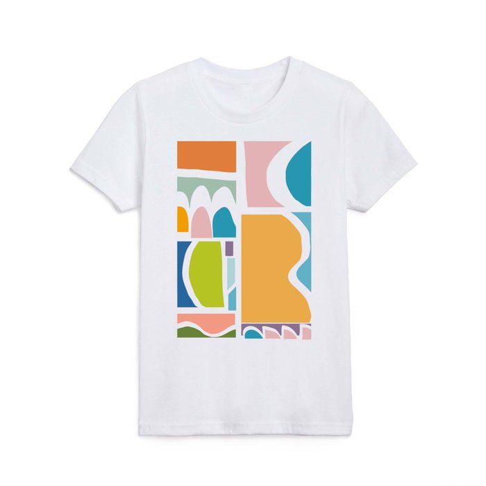 Playful Abstract Paper Cut-Out Shapes in Fun Color Kids T Shirt