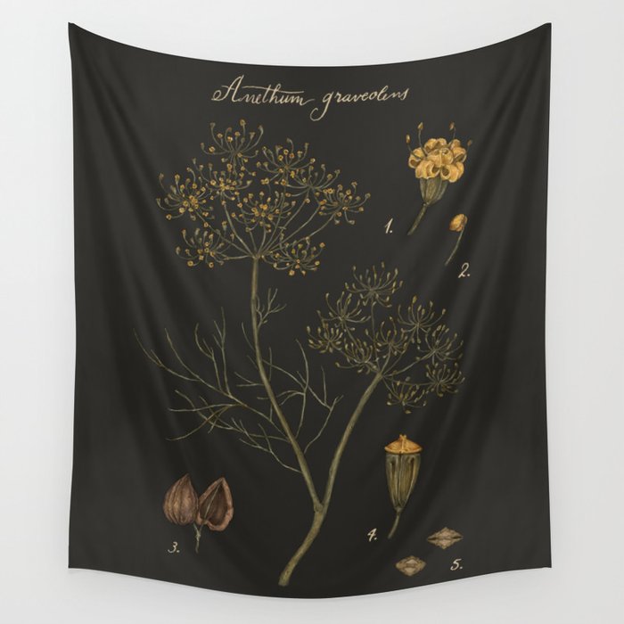 Dill (Dark Background) Wall Tapestry