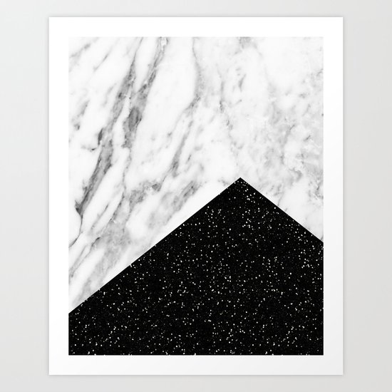 Ebony marble geo Art Print