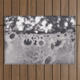 Sunflowers and Sunsets - Black and White Outdoor Rug