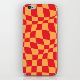 Warped Checkered Pattern (red/orange) iPhone Skin