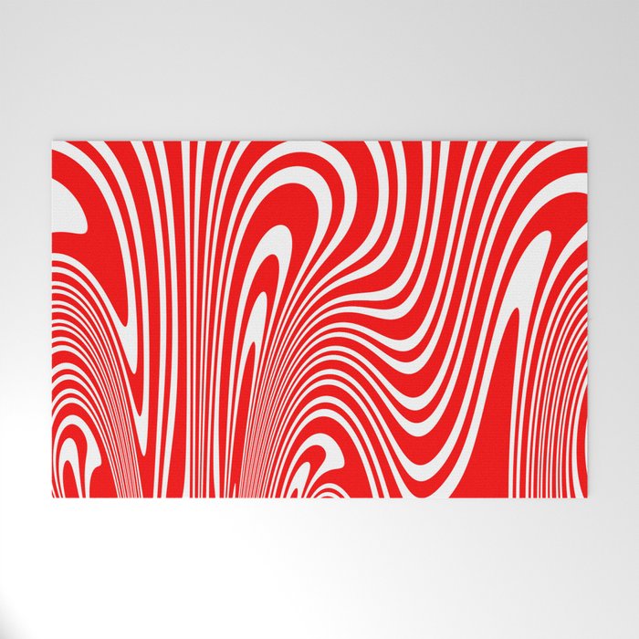 Groovy Psychedelic Swirly Trippy Funky Candy Cane Abstract Digital Art Welcome Mat