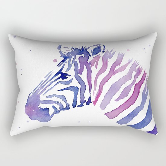 Zebra Watercolor Purple Stripes Animal Rectangular Pillow