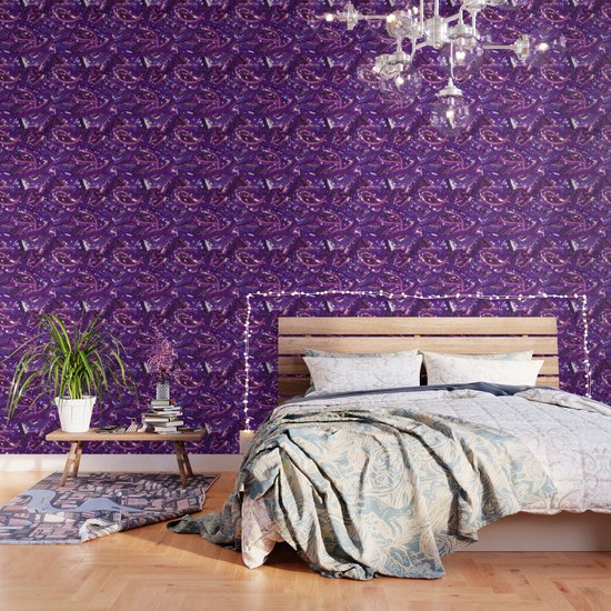 Purple Pink Paisley Sequin Wallpaper by Simply Chic by 2sweet4words Designs  | Society6