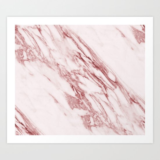 Deep rose pink marble Art Print