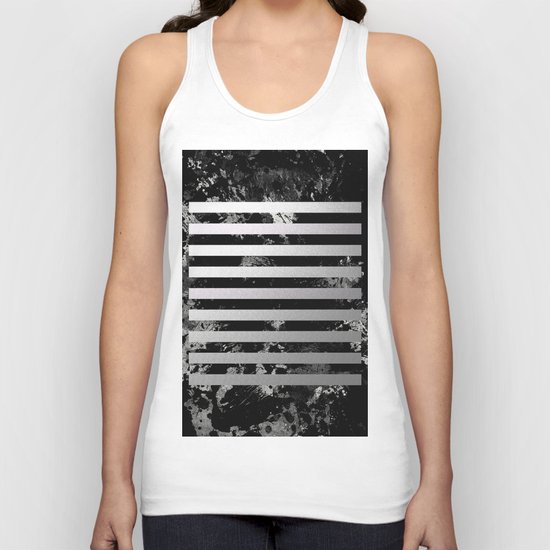 Industrial Action - Metallic, black and white, abstract, geometric, textured painting Unisex Tank Top