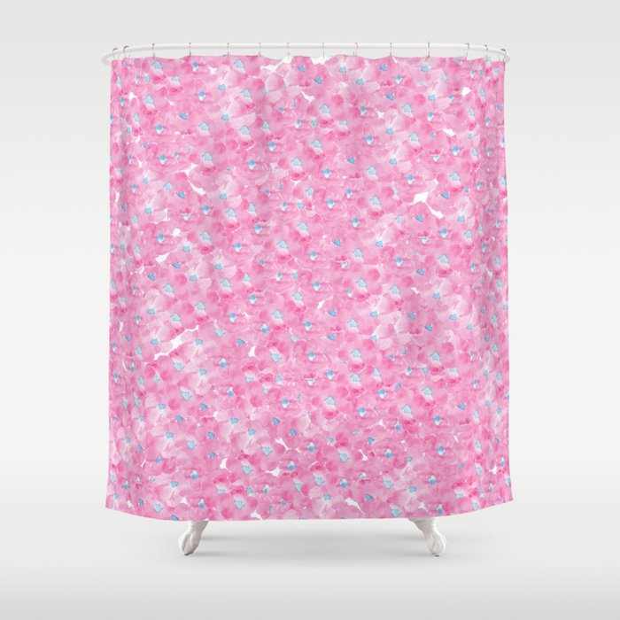 Hand painted pink blue watercolor hortensia floral Shower Curtain