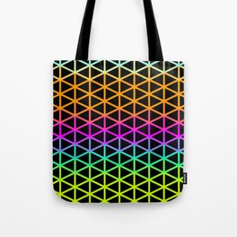 Cyan, Orange, Magenta, Purple, Lime Triangle Wireframe Pattern Design Tote Bag