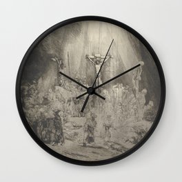 Rembrandt - Christ Crucified Between the Two Thieves ("The Three Crosses") (1653) Wall Clock | Fineart, Drawing, Christ, Netherlands, Dutch, Cross, Master, Jesus, Crucify, Baroque 