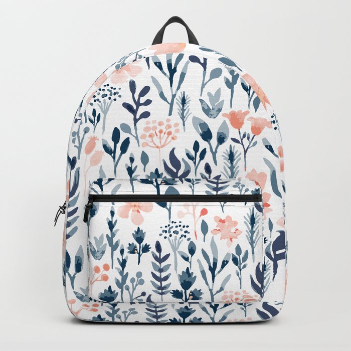 Watercolor Pastel Pink and Blue Floral Backpack