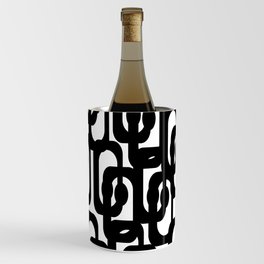 Black and White Mid-century Modern Loop Pattern Wine Chiller