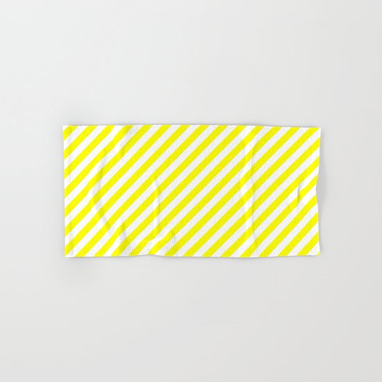 Diagonal Stripes (Yellow/White) Hand & Bath Towel