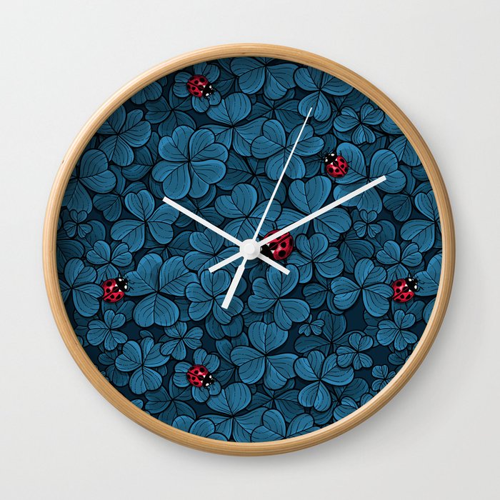 Find the lucky clover in blue Wall Clock