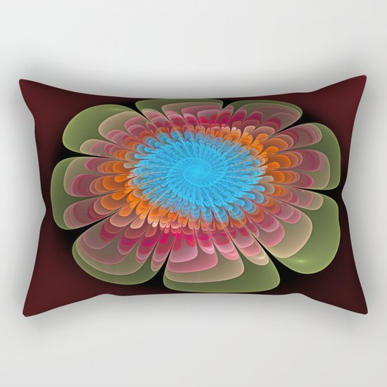 Colourful fantasy flower with a spiral heart Rectangular Pillow