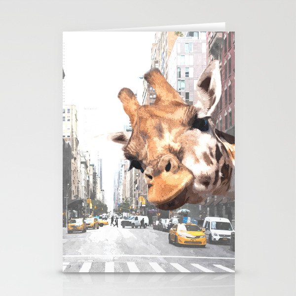 Selfie Giraffe in New York Stationery Cards