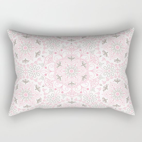 Mandala_Rose-Warm Gray Rectangular Pillow