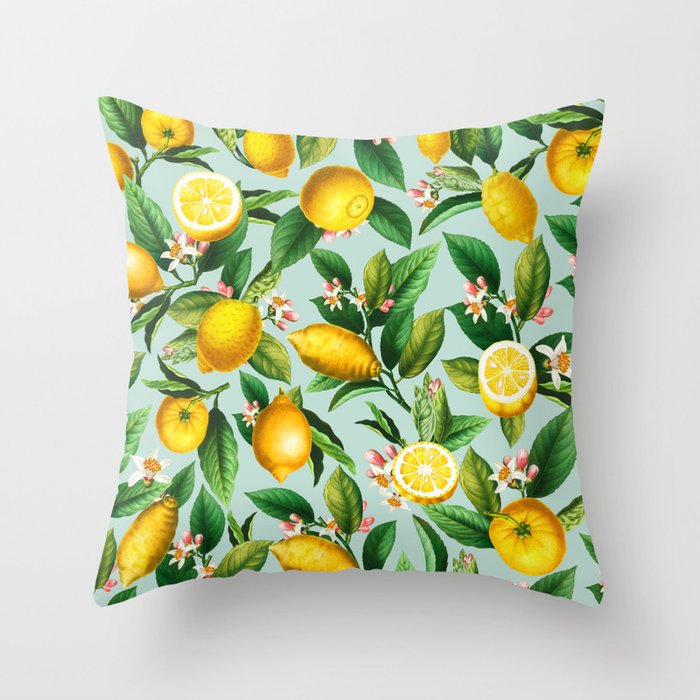 Fresh Summer Lemons Throw Pillow by BLOOM99 Society6