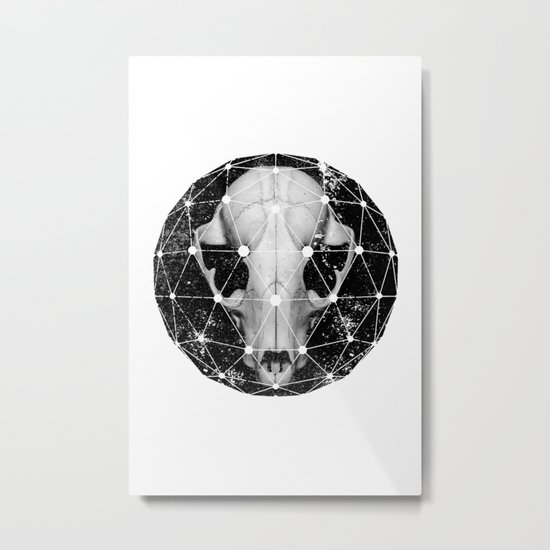 geometric raccoon skull Metal Print