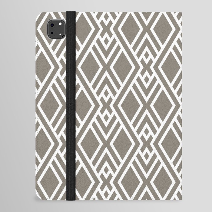 Brown and White Tessellation Line Pattern 39 - 2022 Popular Colour Fireplace Mantel 0569 iPad Folio Case