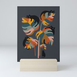 Cat and Plant 11 (Black Cats) Mini Art Print