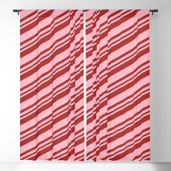 Brown and Light Pink Colored Stripes/Lines Pattern Blackout Curtain