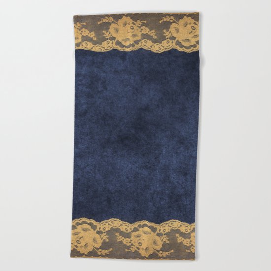 Blue Lace Velvet 02 Beach Towel