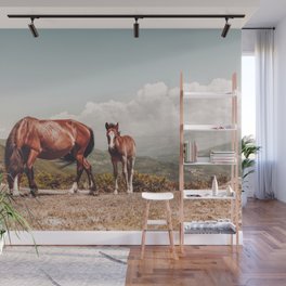 Wild Horses - Horse Photography - Mountains Wanderlust Travel photography by Ingrid Beddoes  Wall Mural