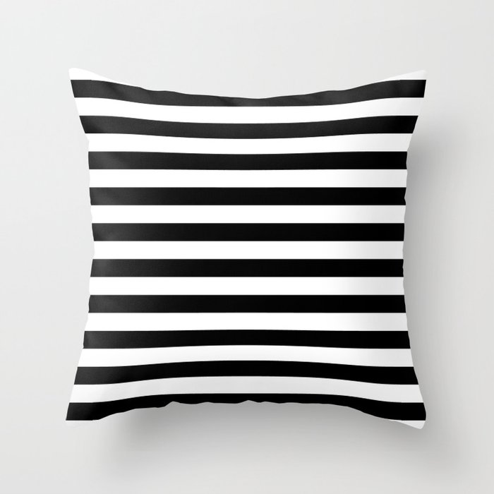 Striped 10 Black and White Throw Pillow