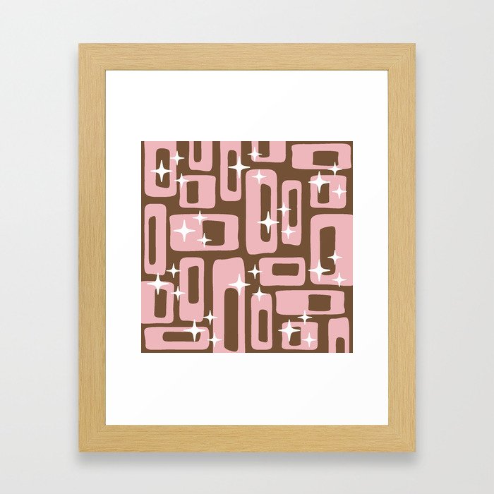 Mid-Century Modern Decoration 779 Pink and Brown Framed Art Print