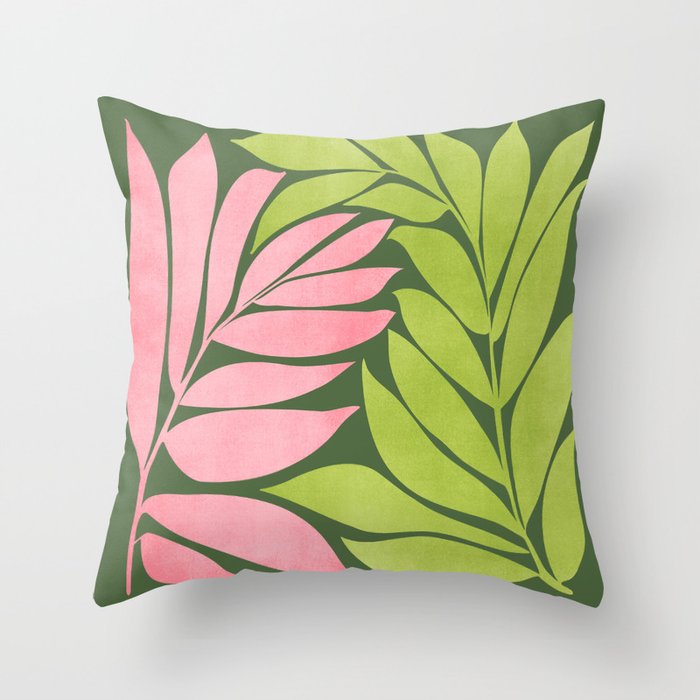 Spring Flora Pink and Green Palette Throw Pillow by Modern