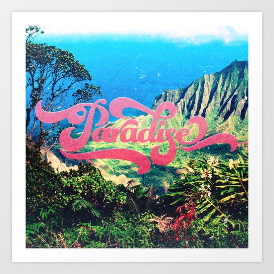 Pink Teal Retro Paradise Vintage Style Photography Art Print