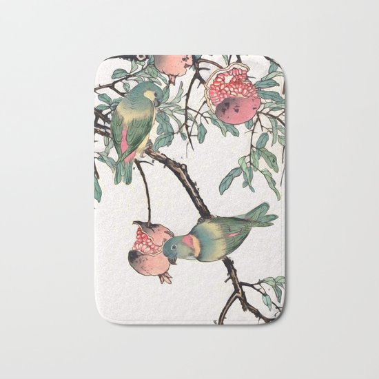 Pomegranate and Lovebirds Bath Mat