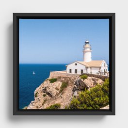 Spain Photography - Lighthouse By The Beautiful Blue Ocean Framed Canvas